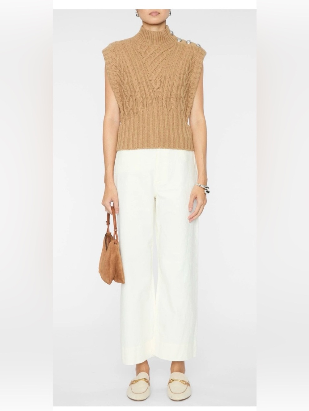 NWT Veronica Beard Cable-Knit Sleeveless Sweater Vest